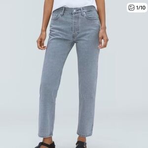Everlane The Relaxed Straight Denim Jeans 28 Long Gray Button Fly Organic Cotton
